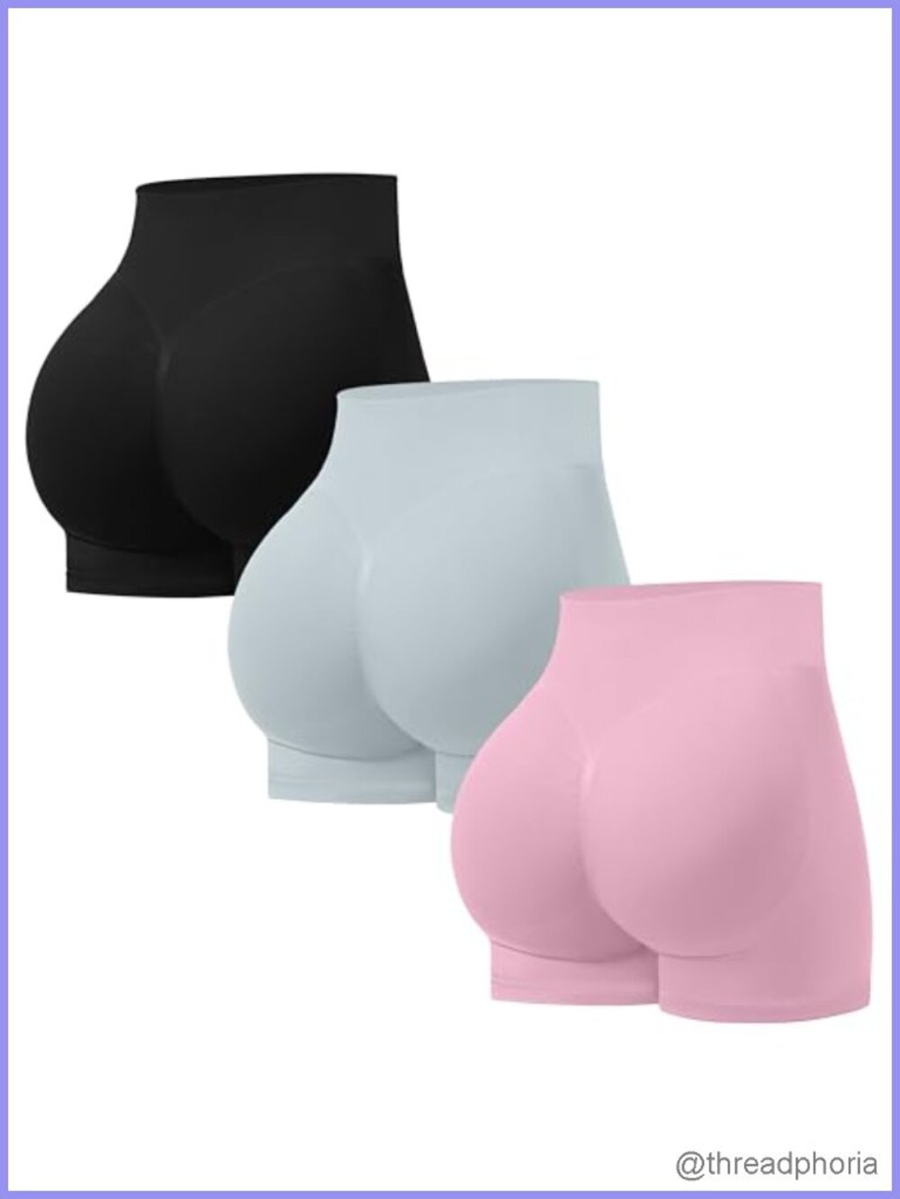 Seamless Workout Shorts 3 Pack Scrunch Butt Lifting Gym Biker Shorts